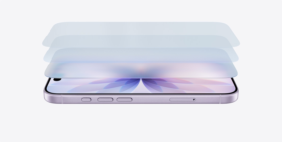 iPhone 17, хоризонтално разположен, в цвят лавандула, с многопластов дизайн, показващ Ceramic Shield 2
