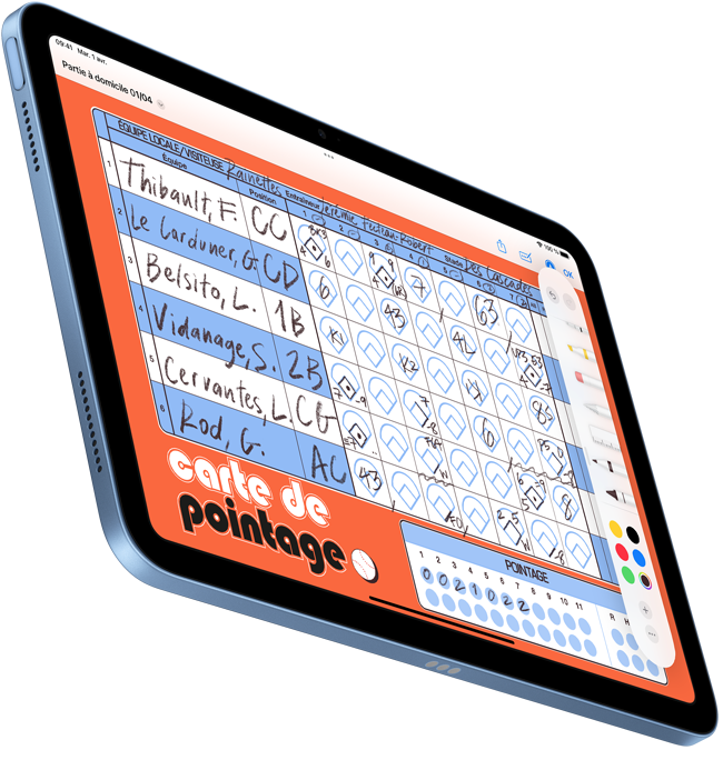 Un iPad affichant un document manuscrit créé avec des annotations PDF