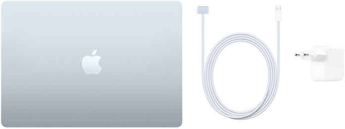 MacBook Air de 15 pulgadas, cable de USB-C a MagSafe 3 y adaptador de corriente de 35 W con dos puertos USB-C
