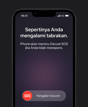 iPhone 17e, front exterior, Crash Detection feature in use