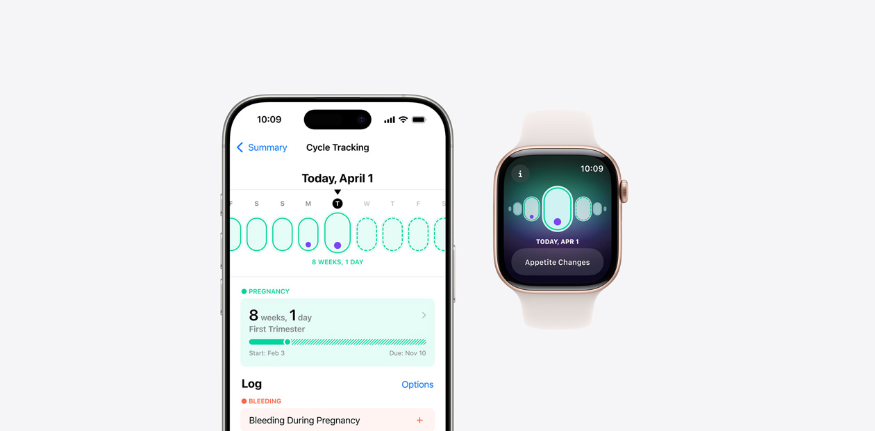 برامج تتبع الدورة على iPhone وApple&nbsp;Watch.‏