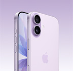 iPhone 17, culoare Lavandă, exterior față, exterior spate în unghi, sistem dual de camere Fusion în partea din stânga sus, buton Comenzi cameră, design cu ecran de la o margine la alta pe partea frontală, butoane Acțiune, volum și lateral