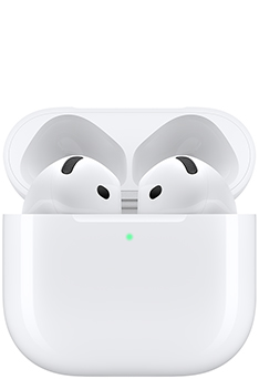 Latauskotelo, jonka sisällä on AirPods 5 ‑kuulokkeet