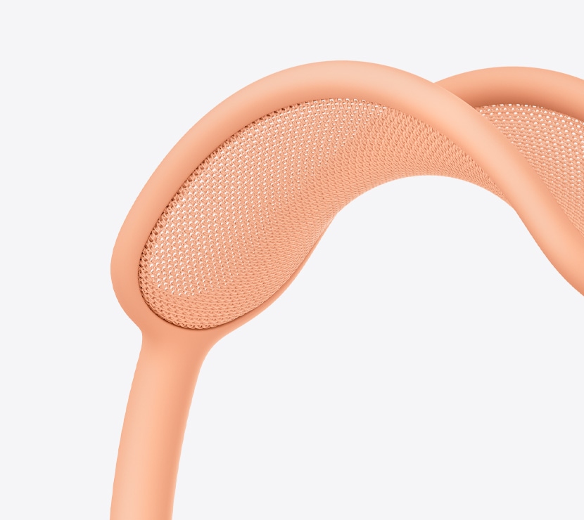 Ausinės „AirPods Max 2“, oranžinės spalvos, tinklinio lankelio detalė