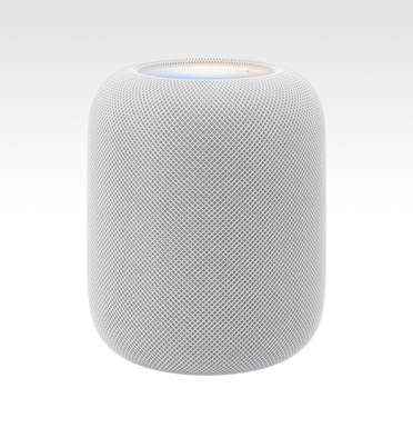HomePod 2e generatie, kleur wit, met verlicht display aan de bovenkant