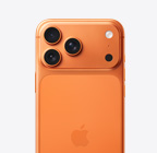 iPhone 17 Pro, zadná vonkajšia strana, kozmická oranžová farba, sústava kamier Pro Fusion v plató navrchu