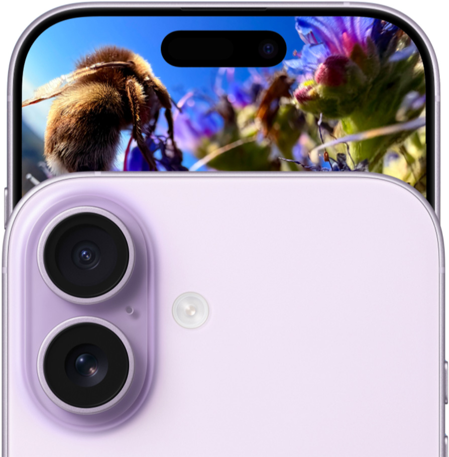 iPhone 17 Vorderseite mit Dual Fusion Kamera-System, Rückseite, Lavendel
