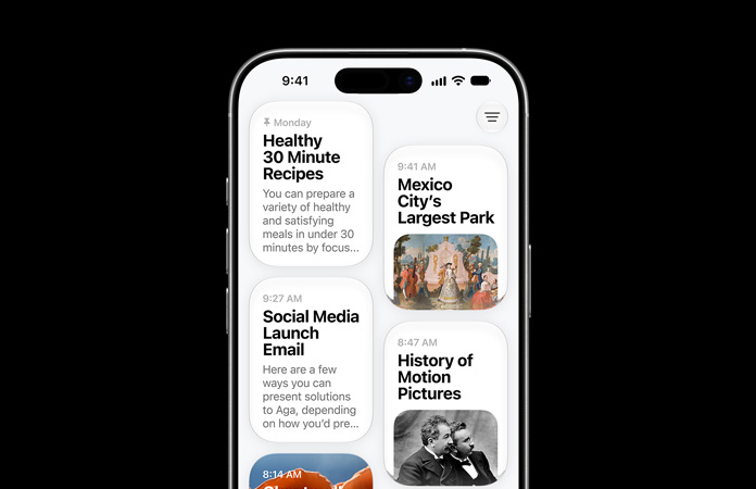 iPhone 17 的機身正面，螢幕顯示 Siri app，內有多則 Siri AI 對話，話題涵蓋三十分鐘健康食譜、墨西哥城最大的公園、社交媒體發佈電郵、電影歷史，以及雞油菌