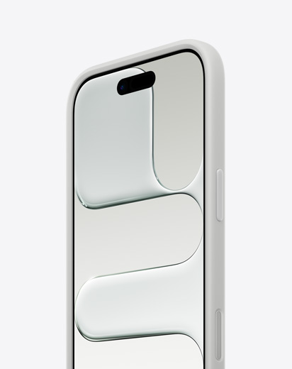 iPhone Air, parte delantera, parte lateral, diseño ultrafino, funda Bumper en color gris claro acoplada