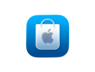 تطبيق Apple Store، أيقونة حقيبة التسوق، لون أزرق