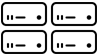 Vier Mac Studio Symbole, jeweils zwei übereinander angeordnet