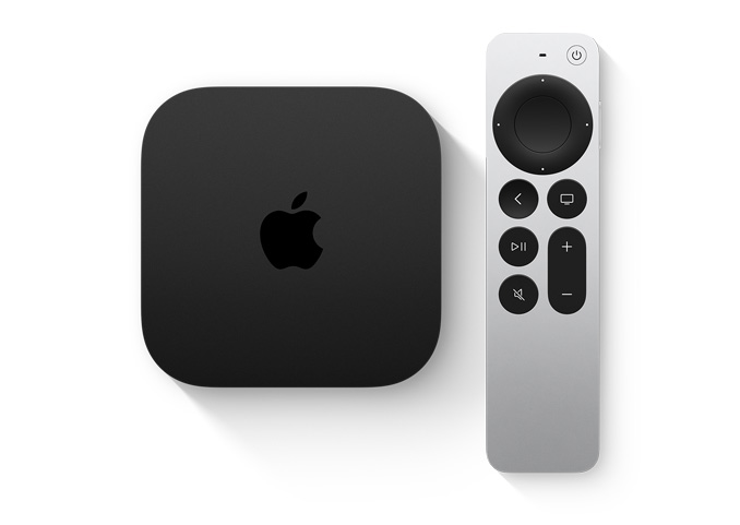 Image shows Apple TV 4k and Siri remote